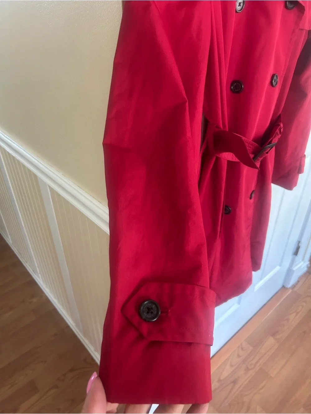 Lauren Ralph Lauren Red Trench Coat Medium - Picture 7 of 7